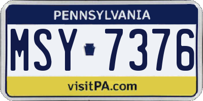 PA license plate MSY7376