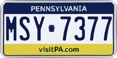 PA license plate MSY7377