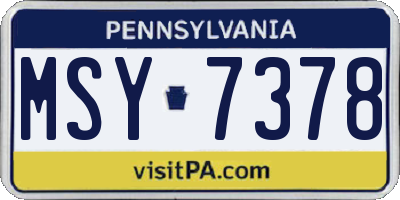 PA license plate MSY7378