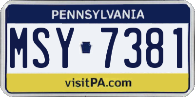 PA license plate MSY7381