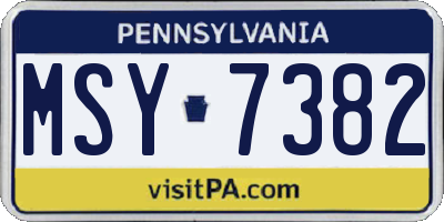 PA license plate MSY7382