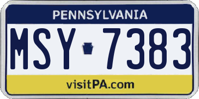 PA license plate MSY7383
