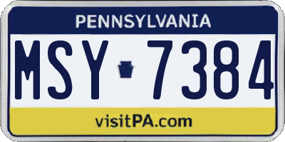 PA license plate MSY7384