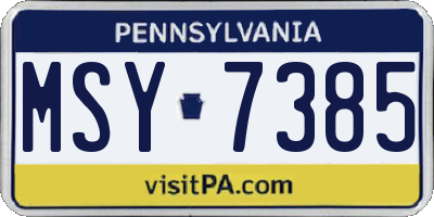 PA license plate MSY7385