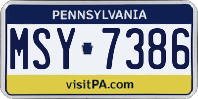 PA license plate MSY7386