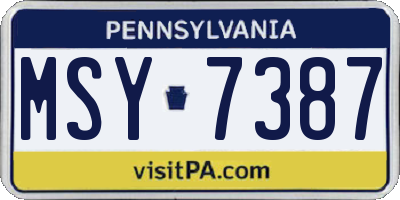 PA license plate MSY7387