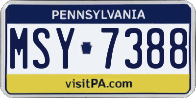 PA license plate MSY7388