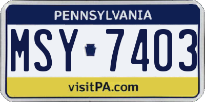 PA license plate MSY7403