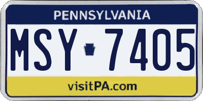 PA license plate MSY7405