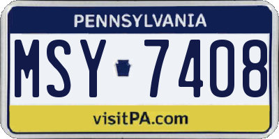 PA license plate MSY7408