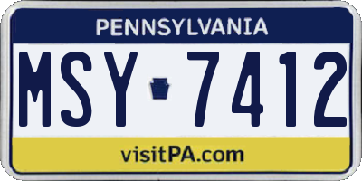 PA license plate MSY7412