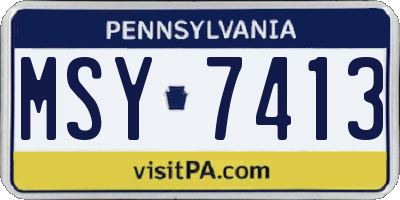 PA license plate MSY7413