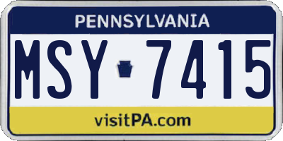 PA license plate MSY7415