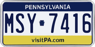 PA license plate MSY7416