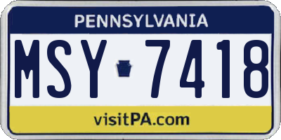 PA license plate MSY7418