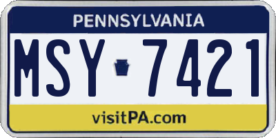 PA license plate MSY7421