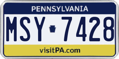PA license plate MSY7428