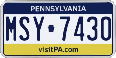 PA license plate MSY7430