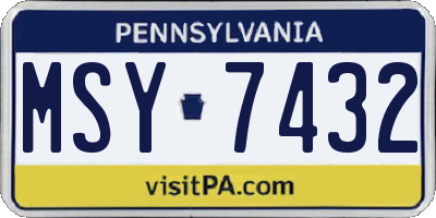 PA license plate MSY7432