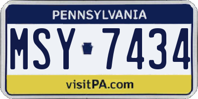 PA license plate MSY7434