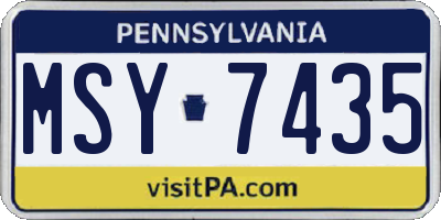 PA license plate MSY7435