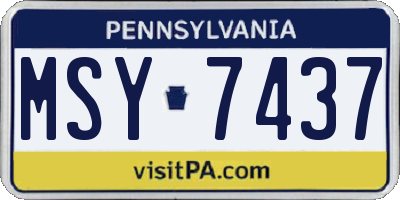 PA license plate MSY7437