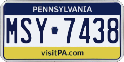PA license plate MSY7438