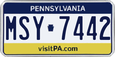 PA license plate MSY7442