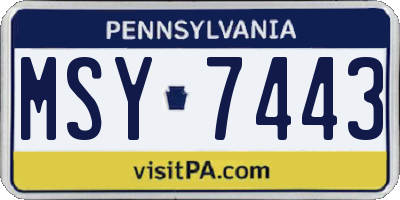 PA license plate MSY7443