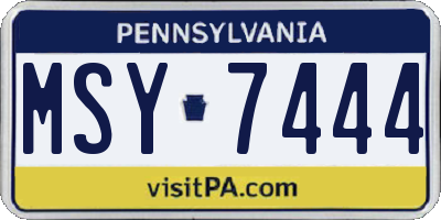 PA license plate MSY7444