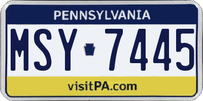 PA license plate MSY7445