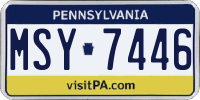 PA license plate MSY7446