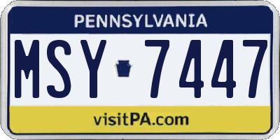 PA license plate MSY7447