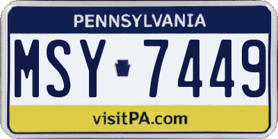 PA license plate MSY7449