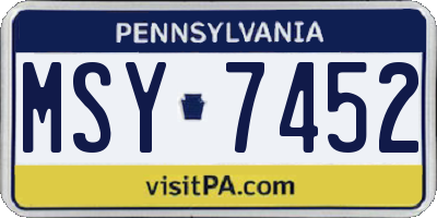 PA license plate MSY7452