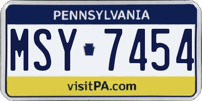 PA license plate MSY7454