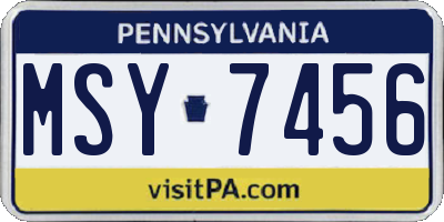 PA license plate MSY7456