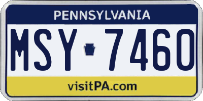 PA license plate MSY7460