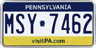 PA license plate MSY7462