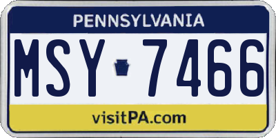 PA license plate MSY7466