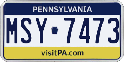 PA license plate MSY7473