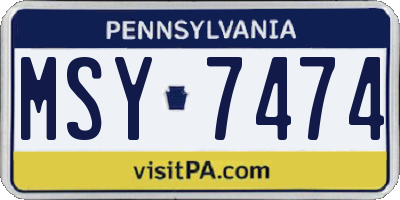 PA license plate MSY7474