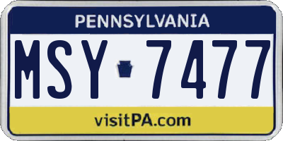 PA license plate MSY7477