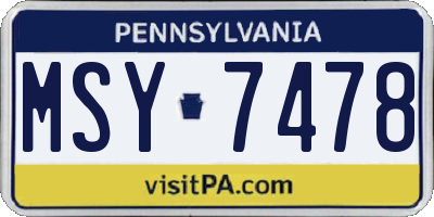 PA license plate MSY7478