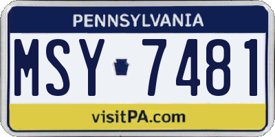 PA license plate MSY7481