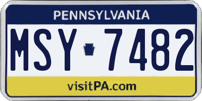 PA license plate MSY7482