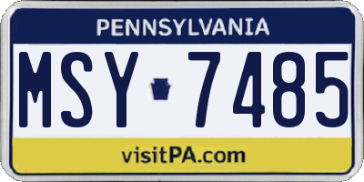 PA license plate MSY7485