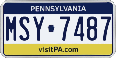 PA license plate MSY7487