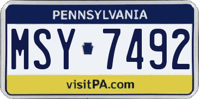 PA license plate MSY7492