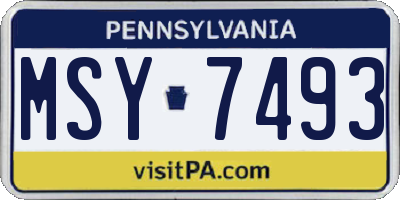 PA license plate MSY7493